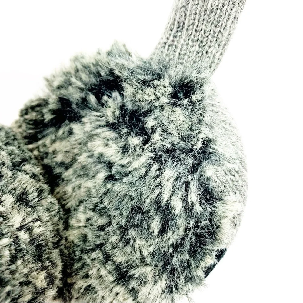 Touchscreen Grey Fleece Lined Gloves | Earmuff Audio Headphones Cords Included